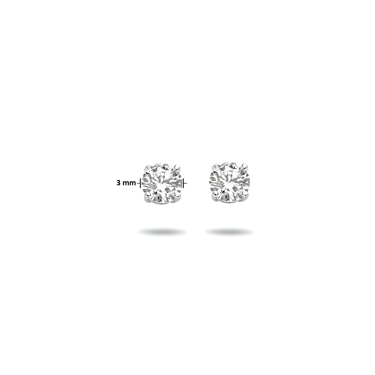 oorknoppen zirkonia 14K witgoud