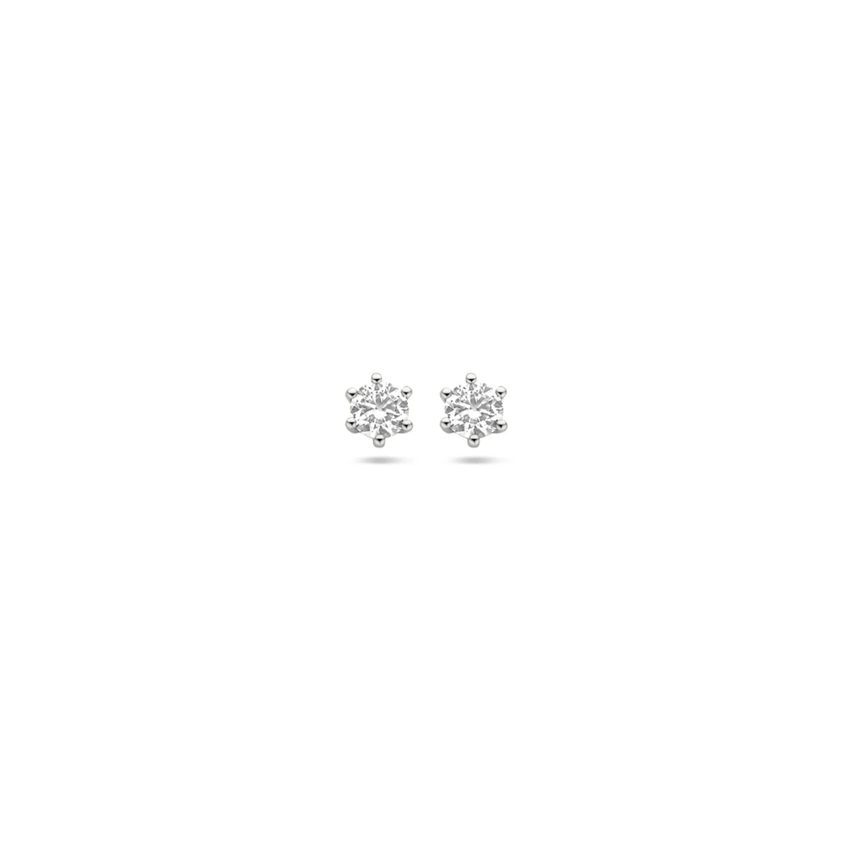 oorknoppen zirkonia 14K witgoud