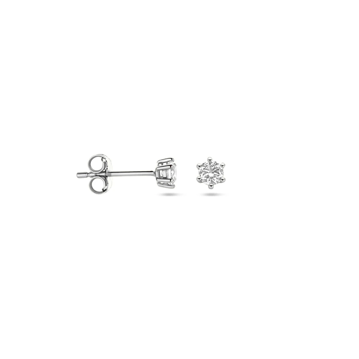 oorknoppen zirkonia 14K witgoud