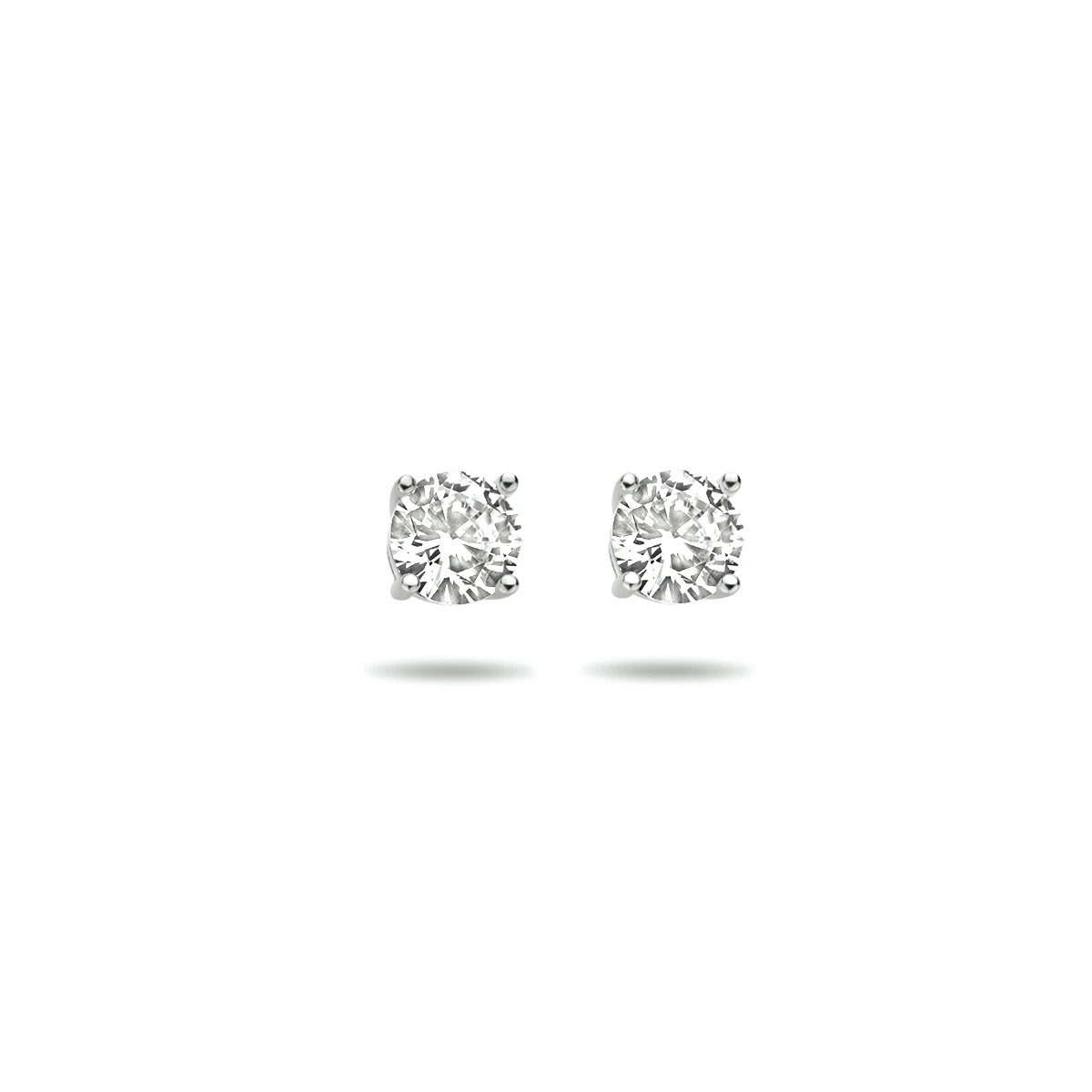 oorknoppen zirkonia 14K witgoud