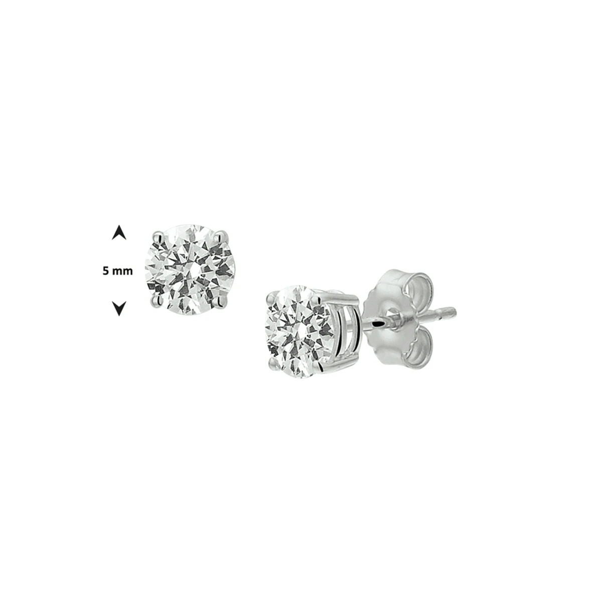 oorknoppen zirkonia 14K witgoud