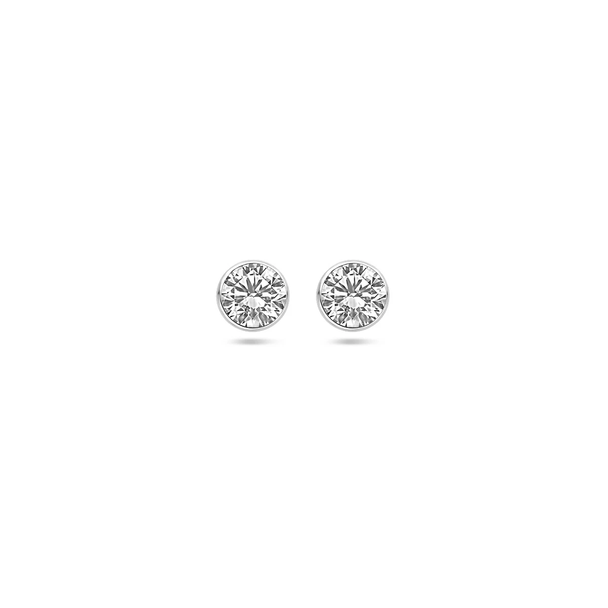 oorknoppen zirkonia 14K witgoud