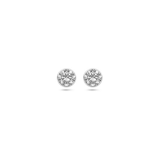 oorknoppen zirkonia 14K witgoud