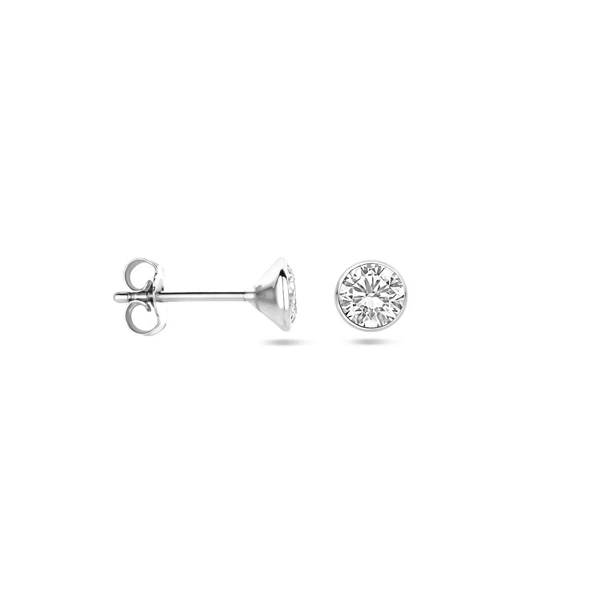 oorknoppen zirkonia 14K witgoud