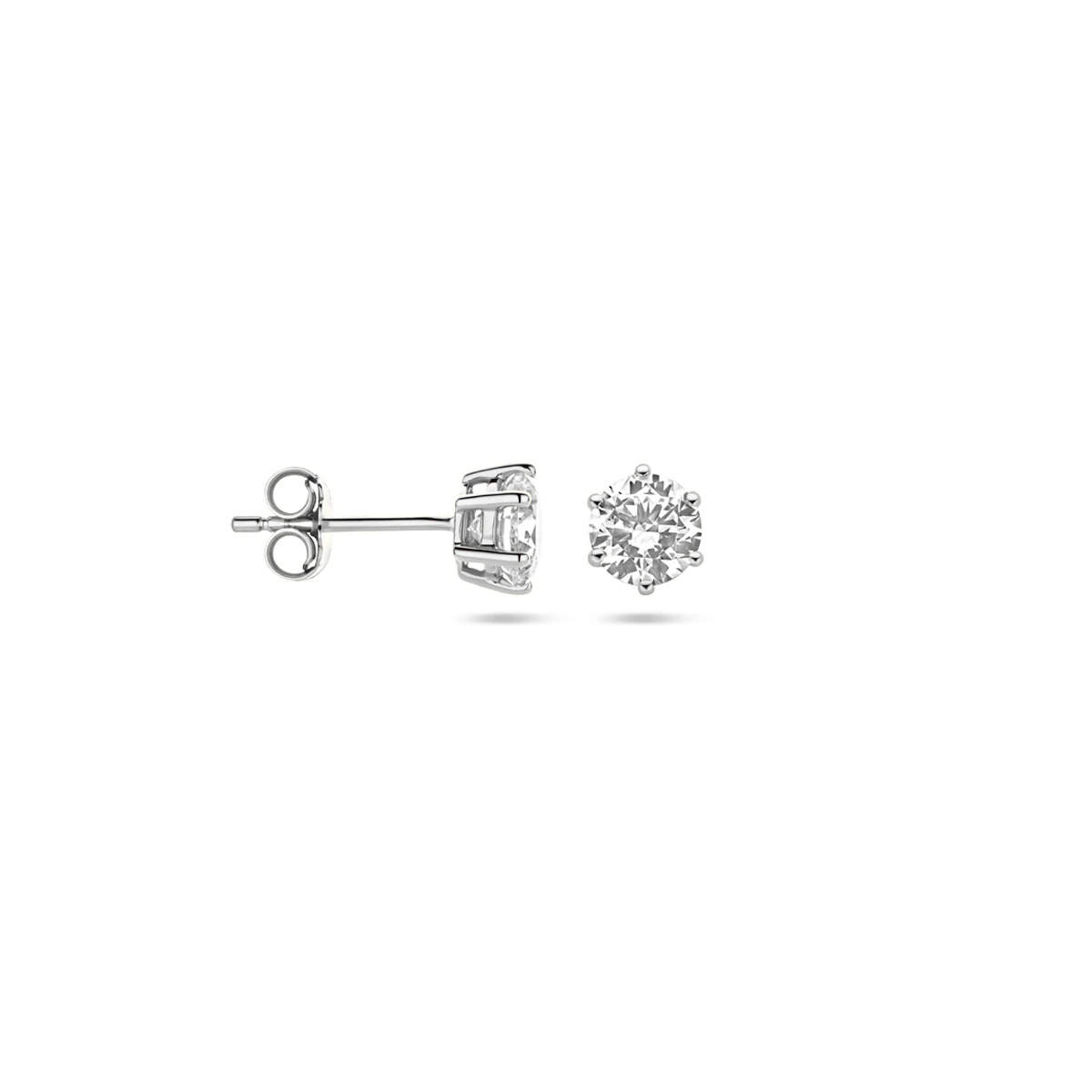 oorknoppen zirkonia 14K witgoud