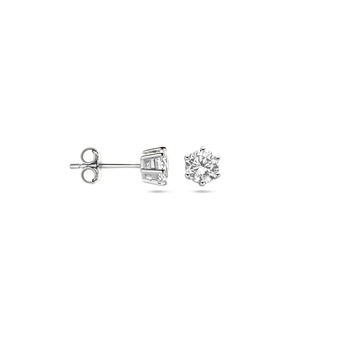 oorknoppen zirkonia 14K witgoud