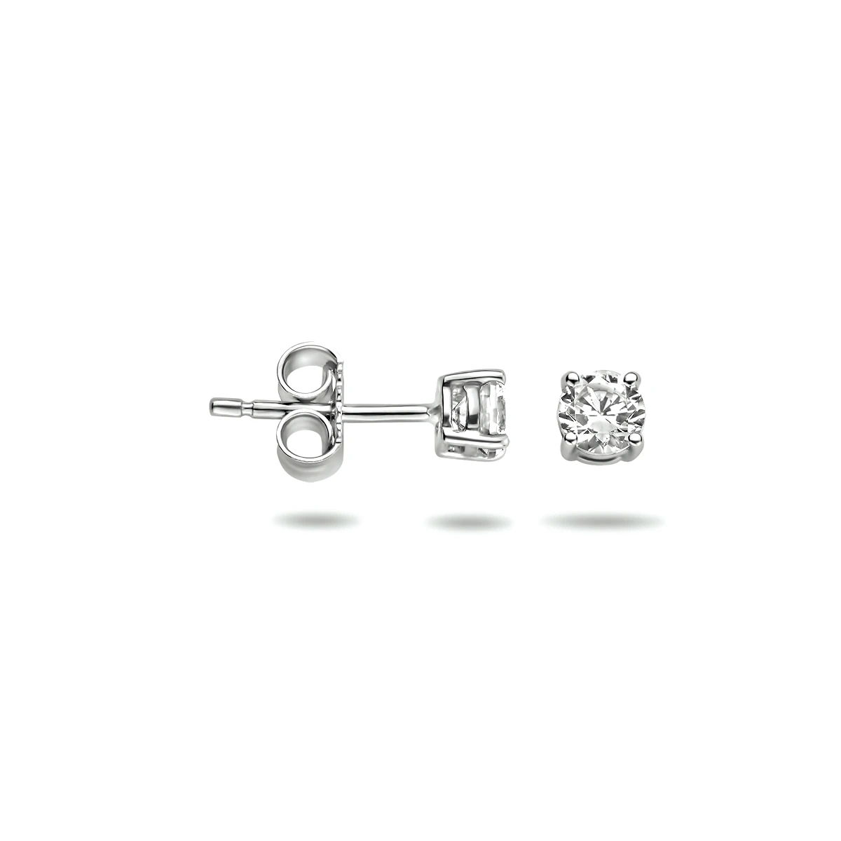 oorknoppen zirkonia 14K witgoud