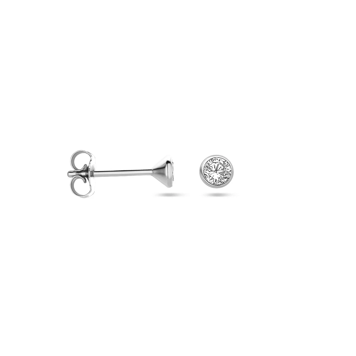 oorknoppen zirkonia 14K witgoud