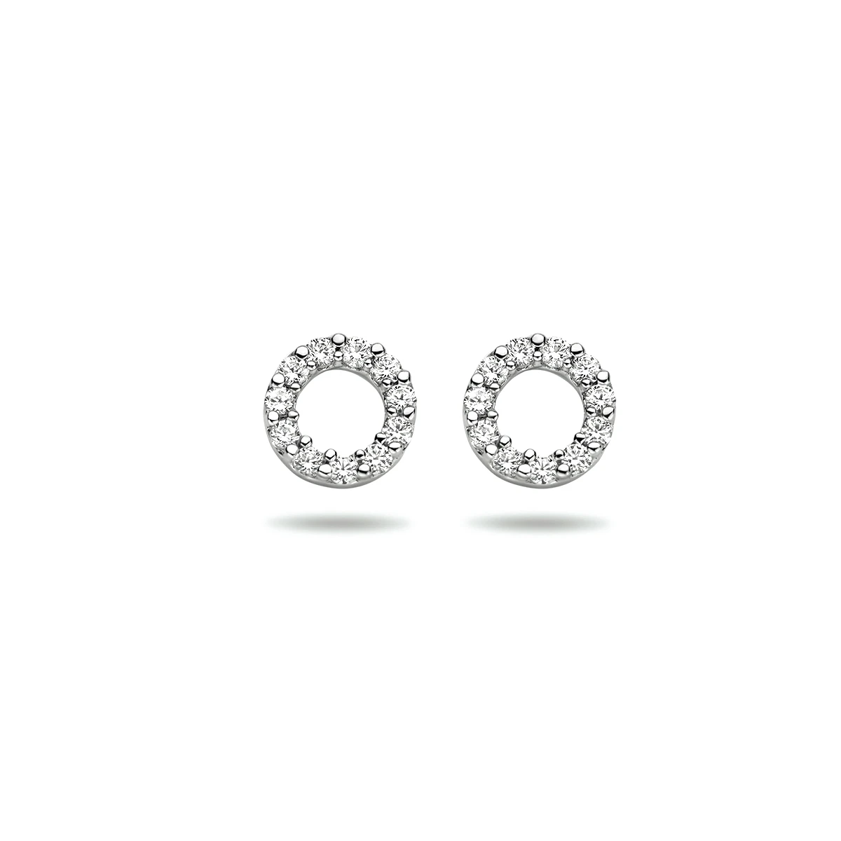oorknoppen zirkonia 14K witgoud