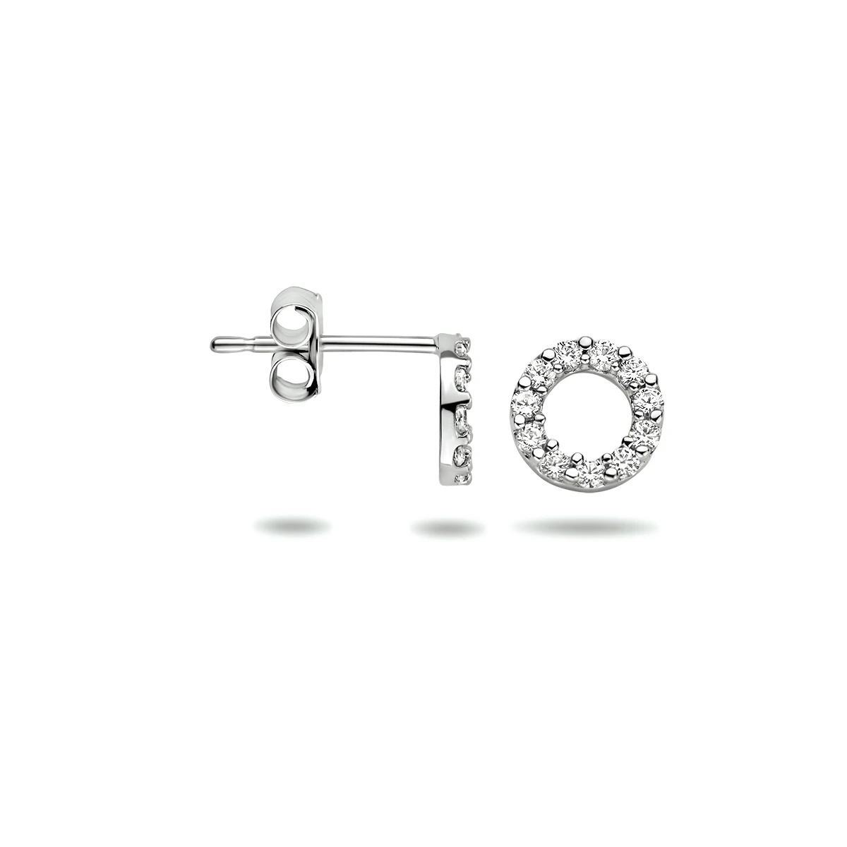 oorknoppen zirkonia 14K witgoud