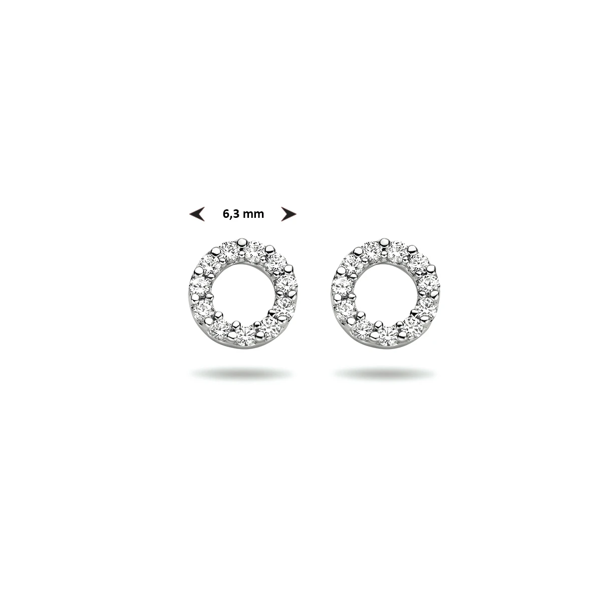 oorknoppen zirkonia 14K witgoud