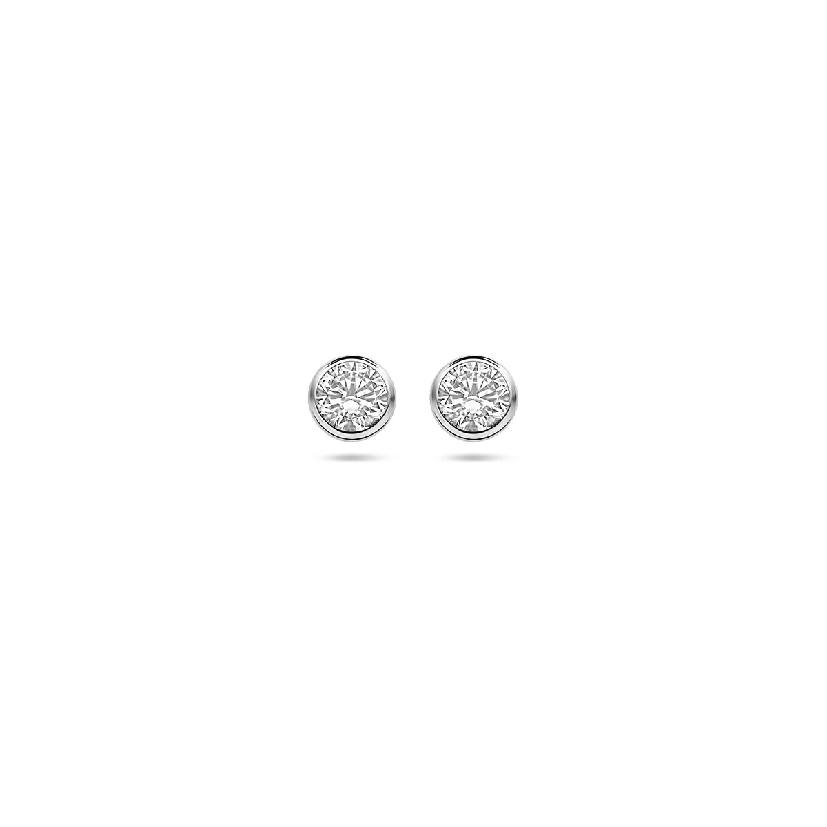 oorknoppen zirkonia 14K witgoud