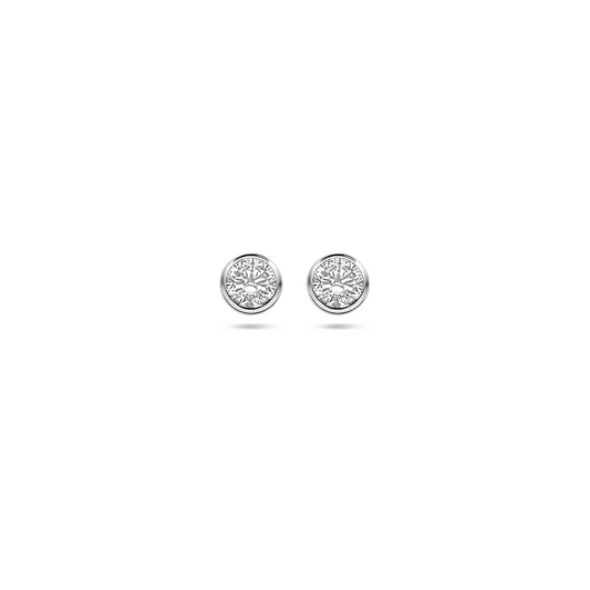 oorknoppen zirkonia 14K witgoud