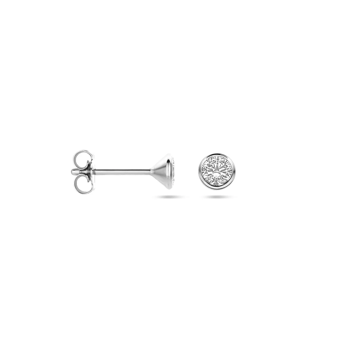 oorknoppen zirkonia 14K witgoud