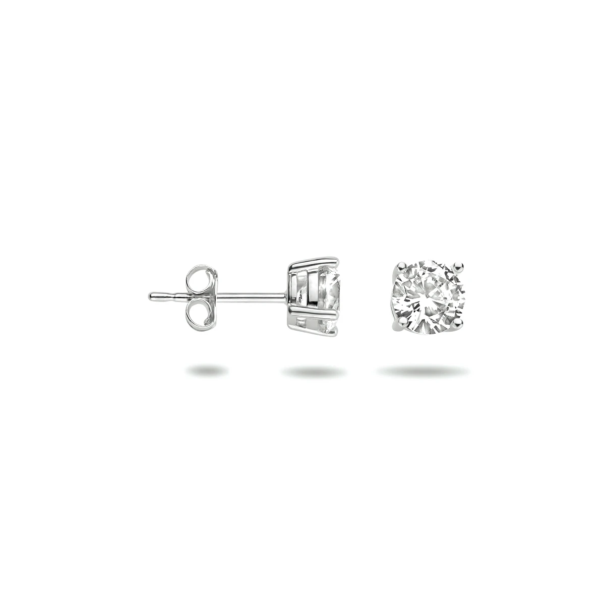 oorknoppen zirkonia 14K witgoud