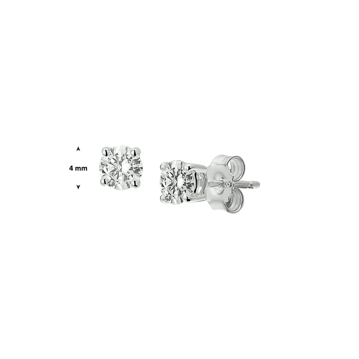 oorknoppen zirkonia 14K witgoud