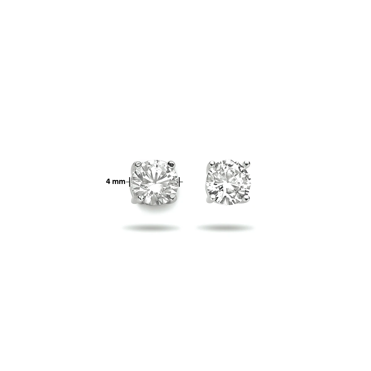 oorknoppen zirkonia 14K witgoud