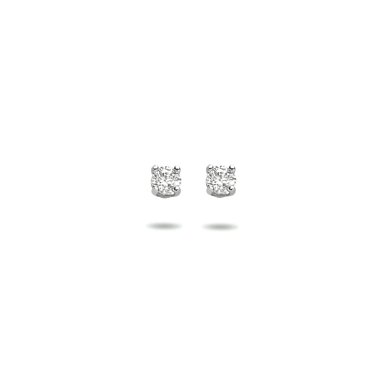 oorknoppen zirkonia 14K witgoud