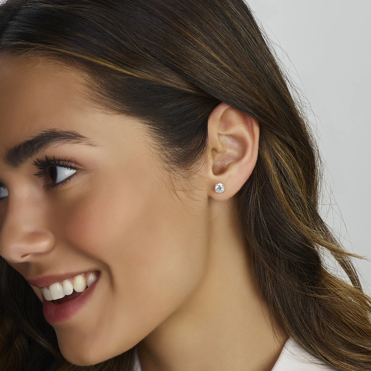 oorknoppen zirkonia 14K witgoud