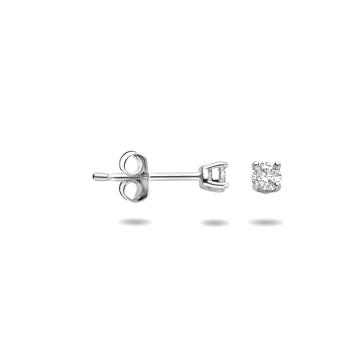 oorknoppen zirkonia 14K witgoud
