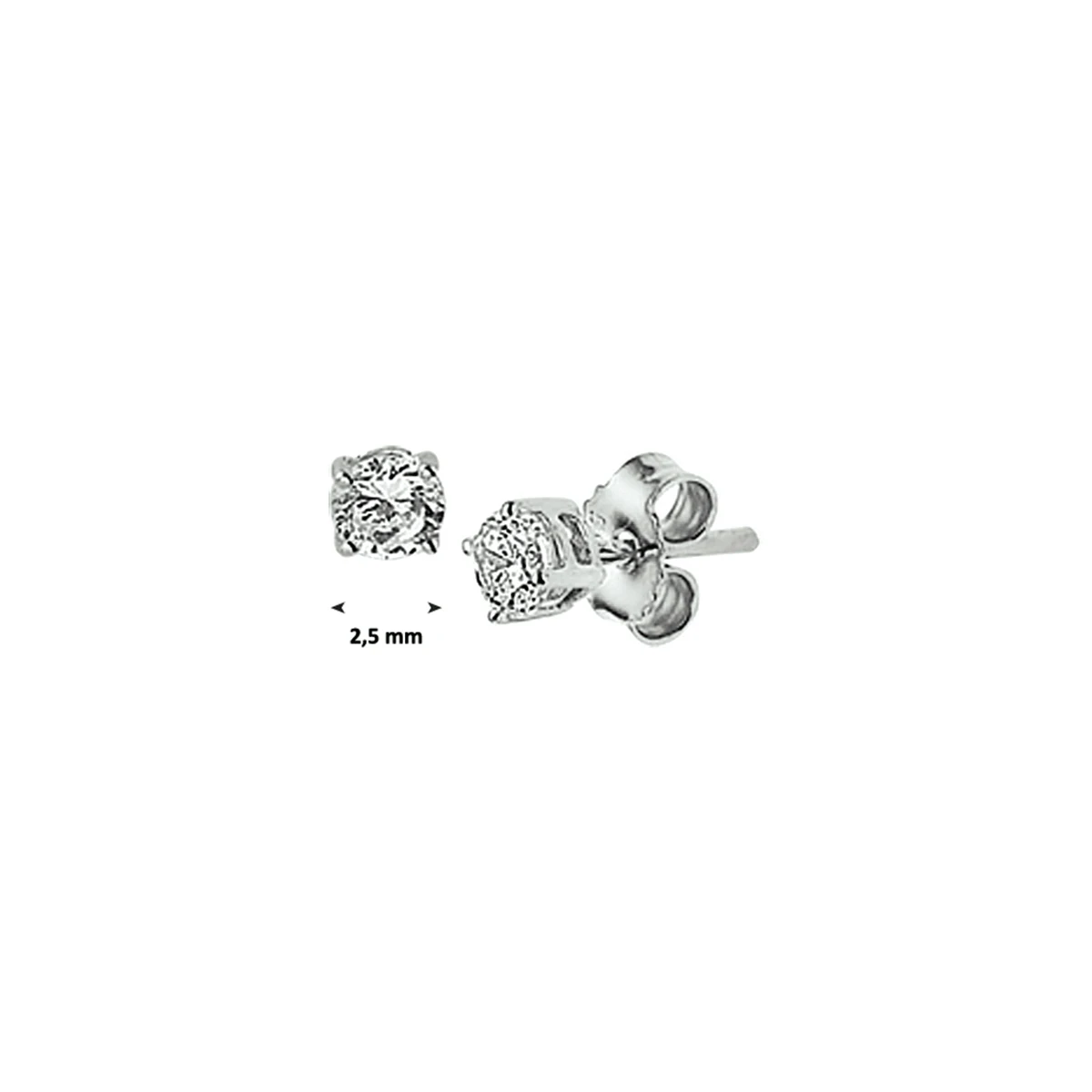 oorknoppen zirkonia 14K witgoud