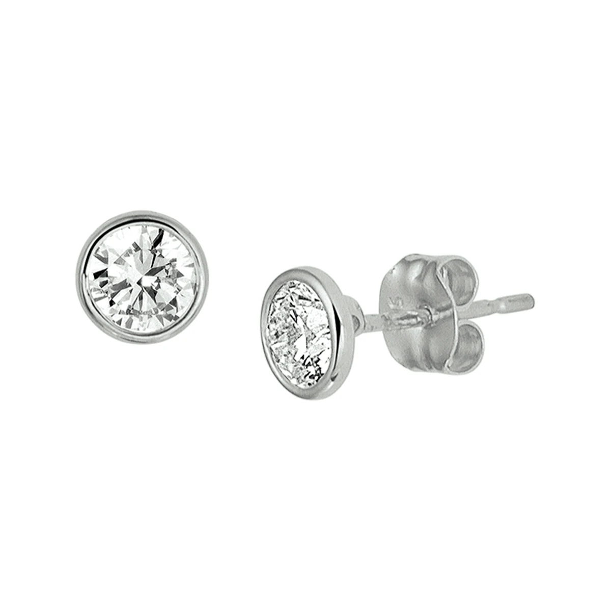 oorknoppen zirkonia 14K witgoud