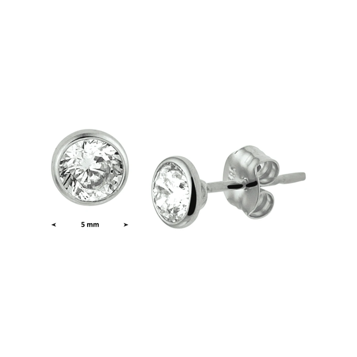 oorknoppen zirkonia 14K witgoud
