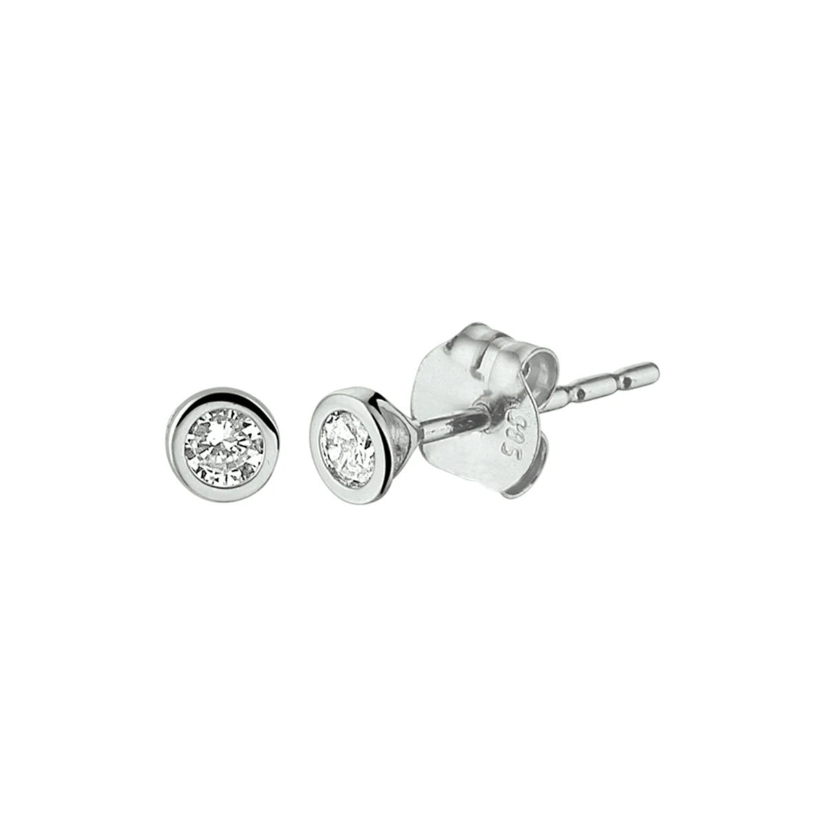 oorknoppen zirkonia 14K witgoud