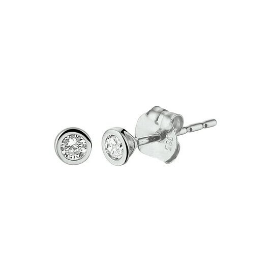 oorknoppen zirkonia 14K witgoud