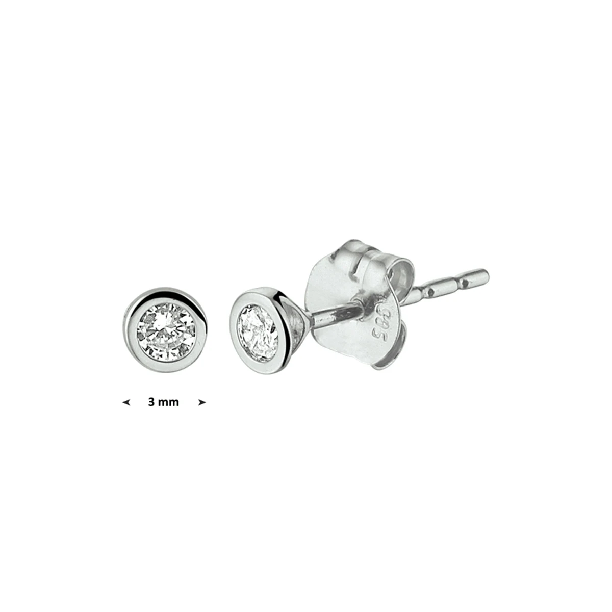 oorknoppen zirkonia 14K witgoud
