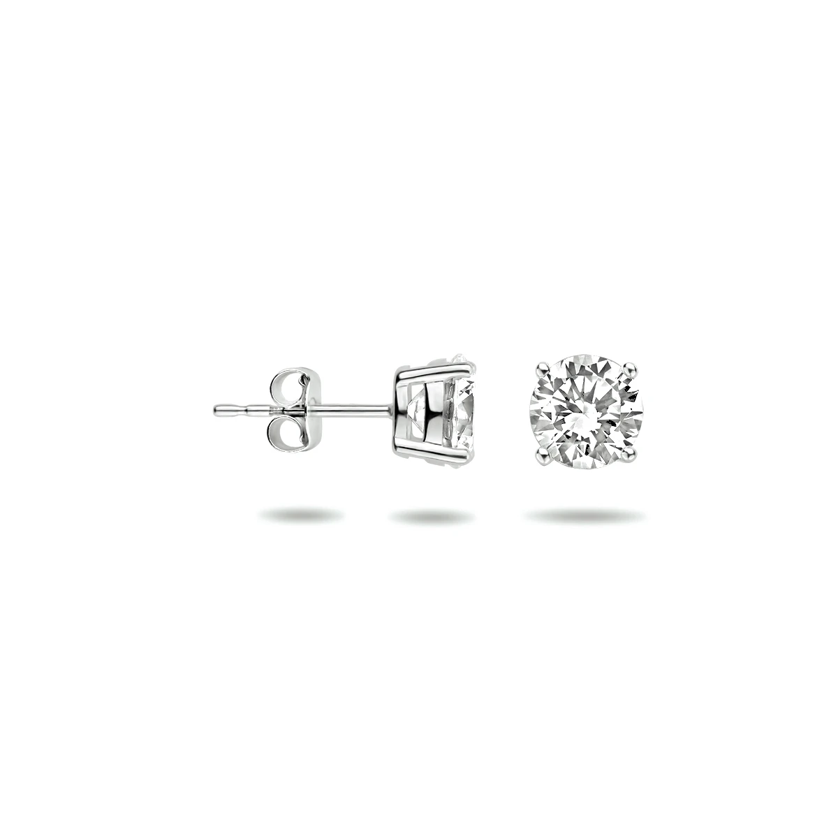 oorknoppen zirkonia 14K witgoud