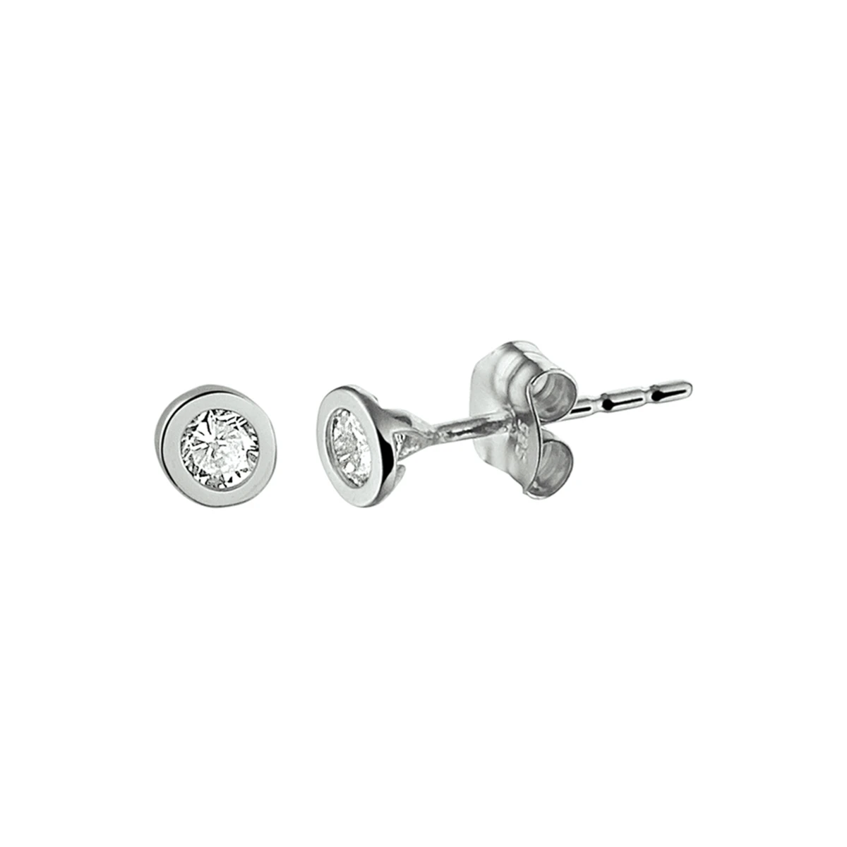 oorknoppen zirkonia 14K witgoud