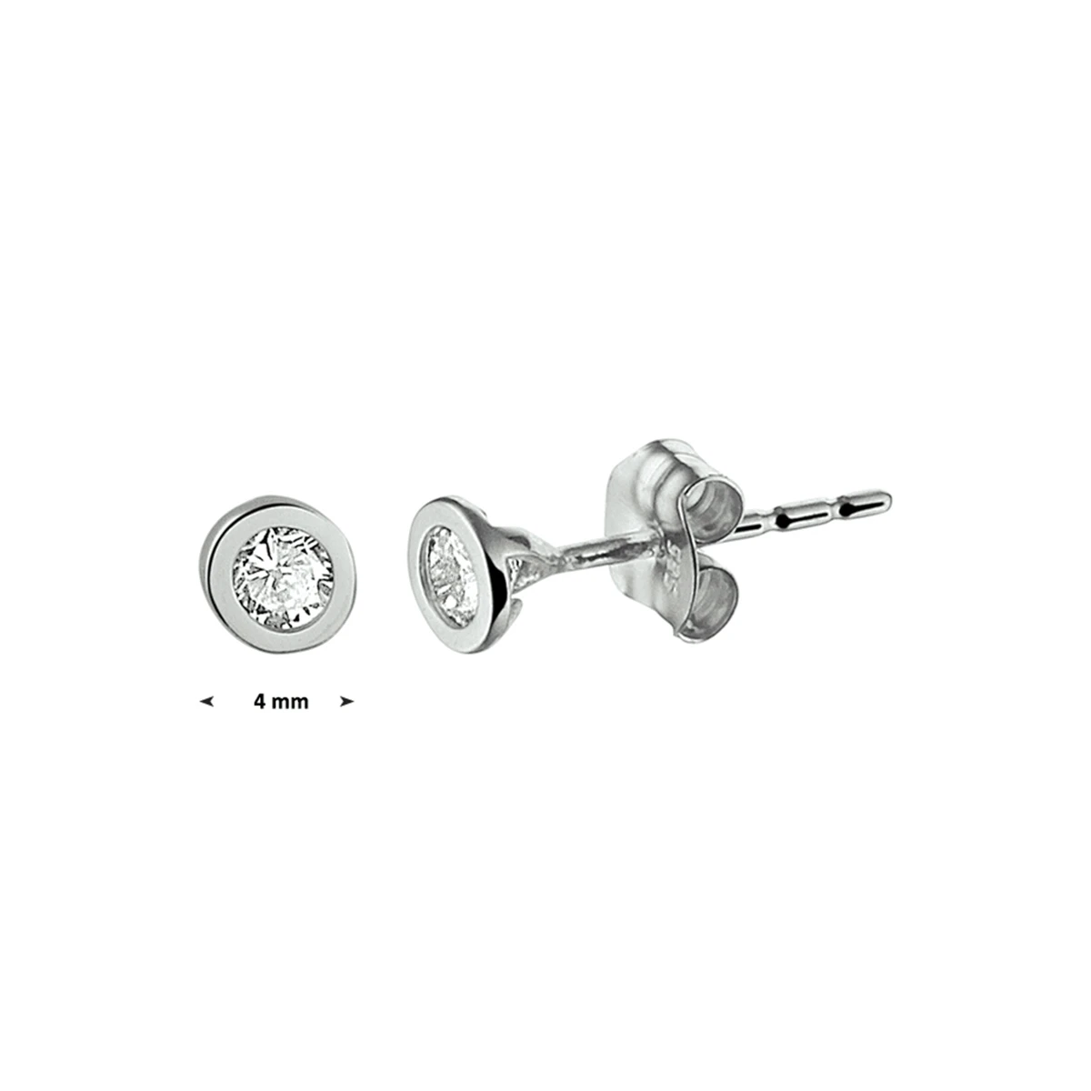 oorknoppen zirkonia 14K witgoud