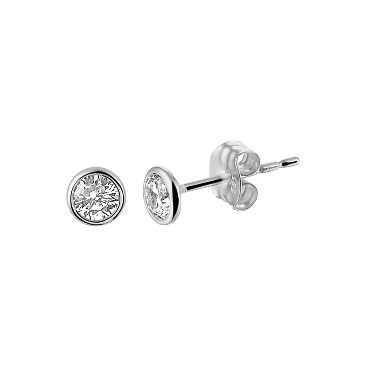 oorknoppen zirkonia 14K witgoud