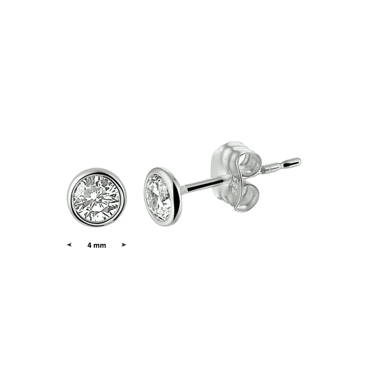 oorknoppen zirkonia 14K witgoud