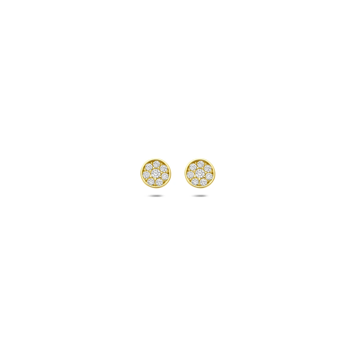 oorknoppen zirkonia 4 mm 14K geelgoud