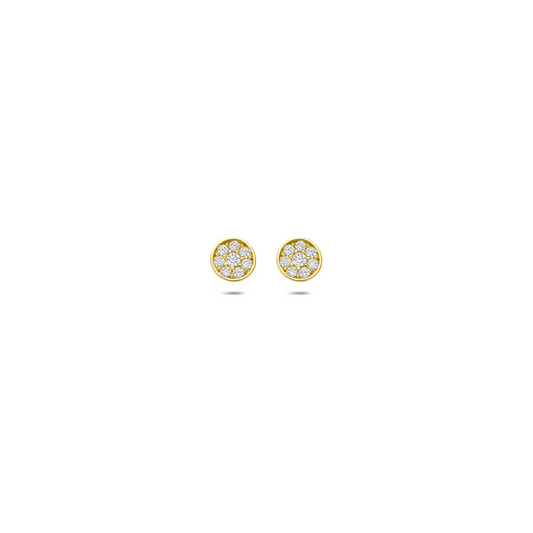 oorknoppen zirkonia 4 mm 14K geelgoud