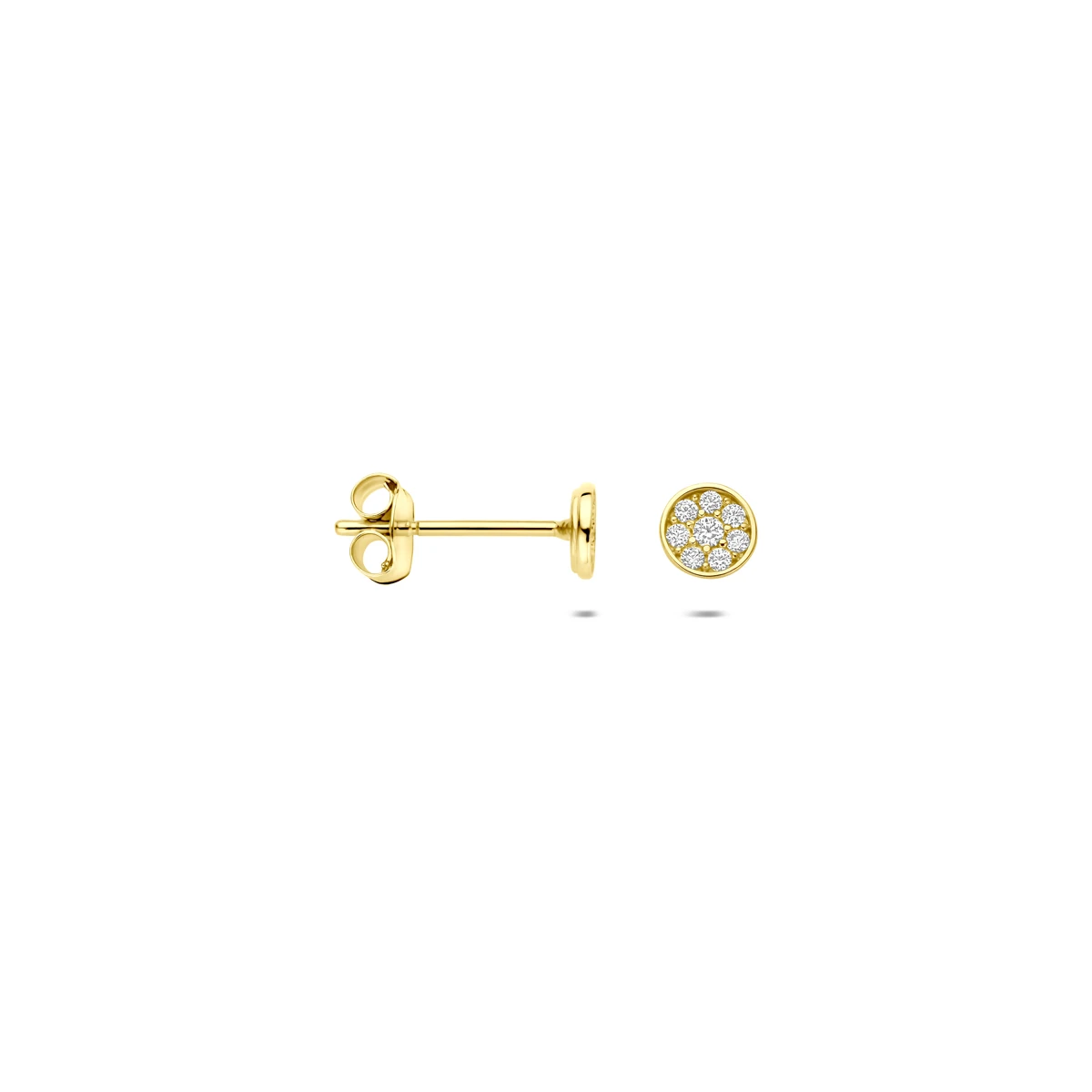 oorknoppen zirkonia 4 mm 14K geelgoud