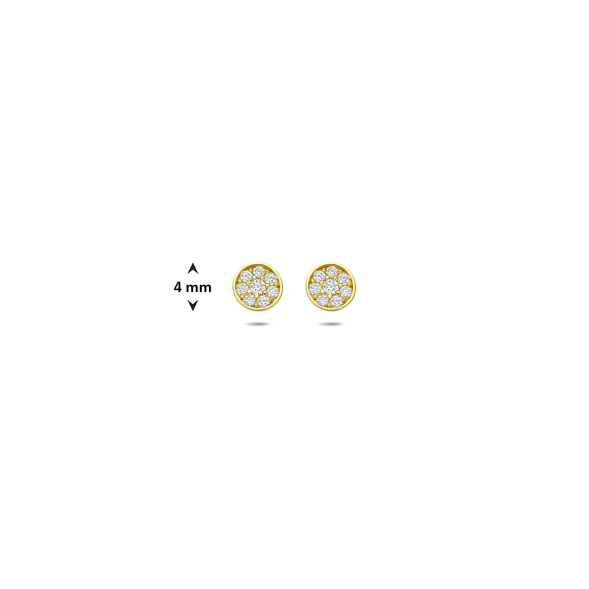 oorknoppen zirkonia 4 mm 14K geelgoud