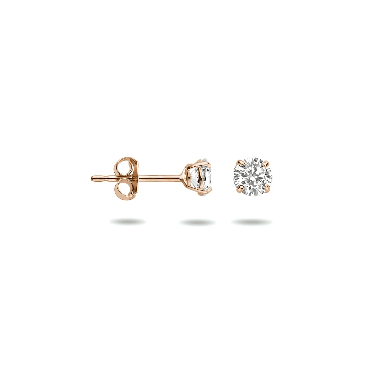 oorknoppen zirkonia 4 mm 14K roségoud