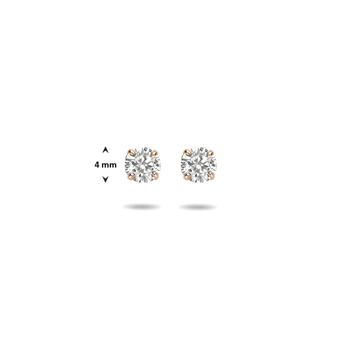 oorknoppen zirkonia 4 mm 14K roségoud