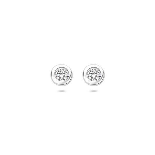 oorknoppen zirkonia 6,5 mm zilver gerhodineerd