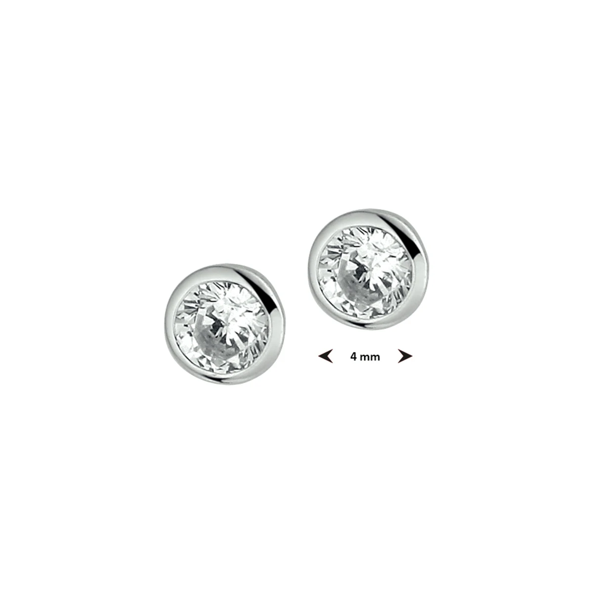 oorknoppen zirkonia 4 mm zilver gerhodineerd