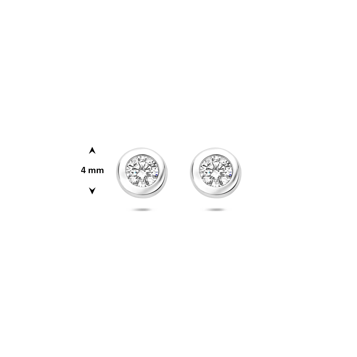 oorknoppen zirkonia 4 mm zilver gerhodineerd