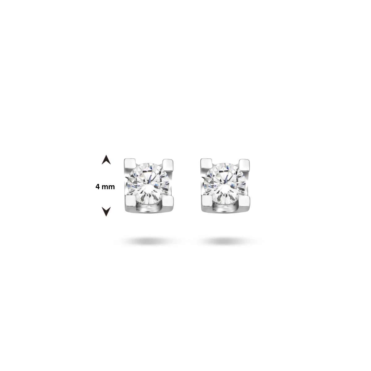 oorknoppen zirkonia 4 mm zilver gerhodineerd