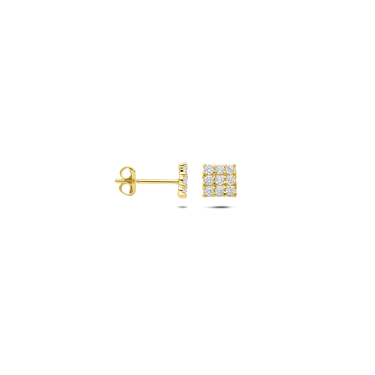 oorknoppen zirkonia 5 mm 14K geelgoud