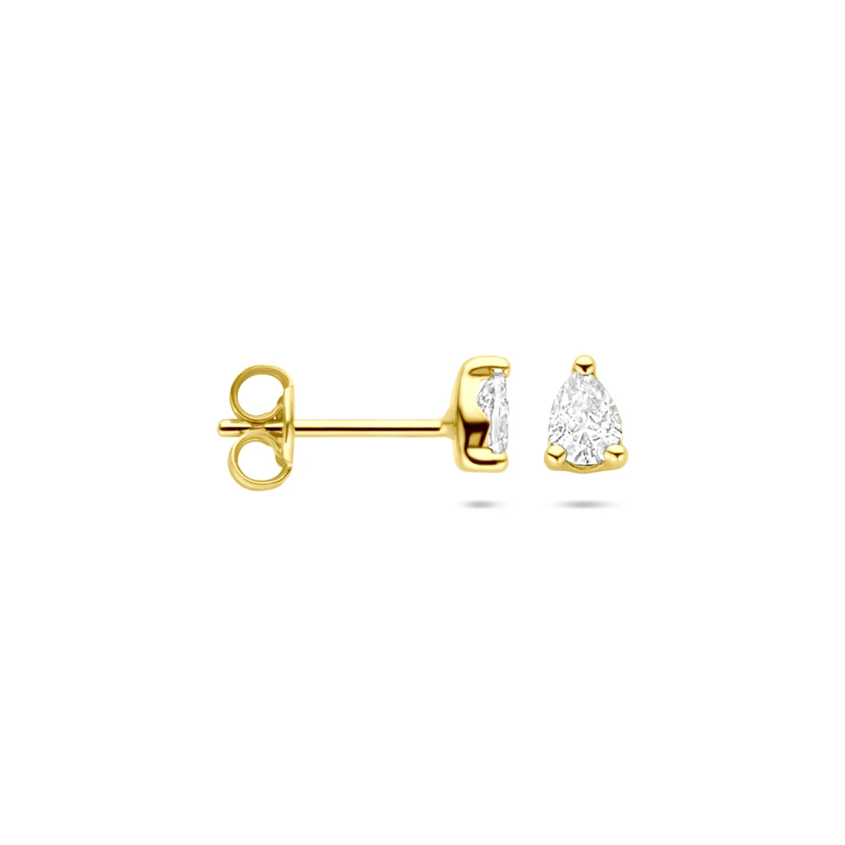 oorknoppen zirkonia 5 mm 14K geelgoud
