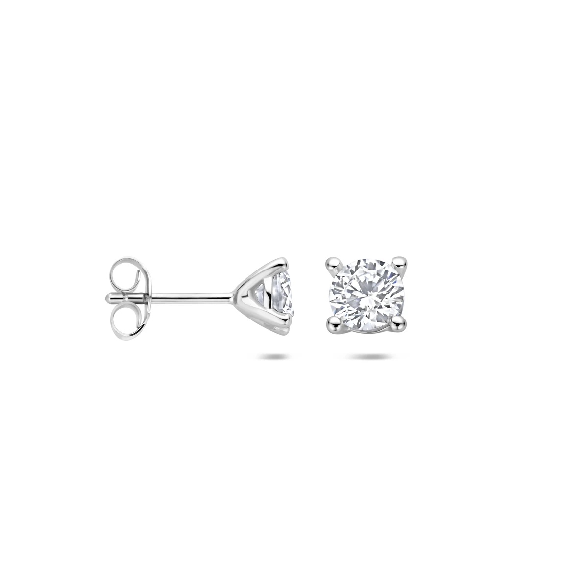 oorknoppen zirkonia 5 mm zilver gerhodineerd