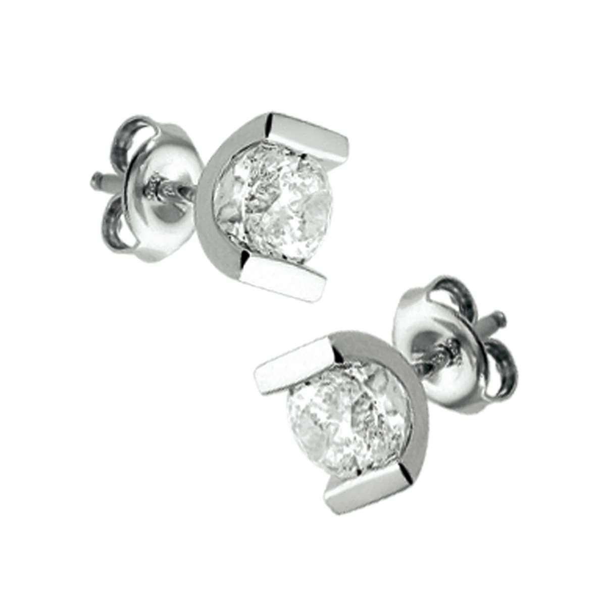 oorknoppen zirkonia 5 mm zilver gerhodineerd