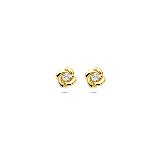 oorknoppen zirkonia 6,5 mm 14K geelgoud